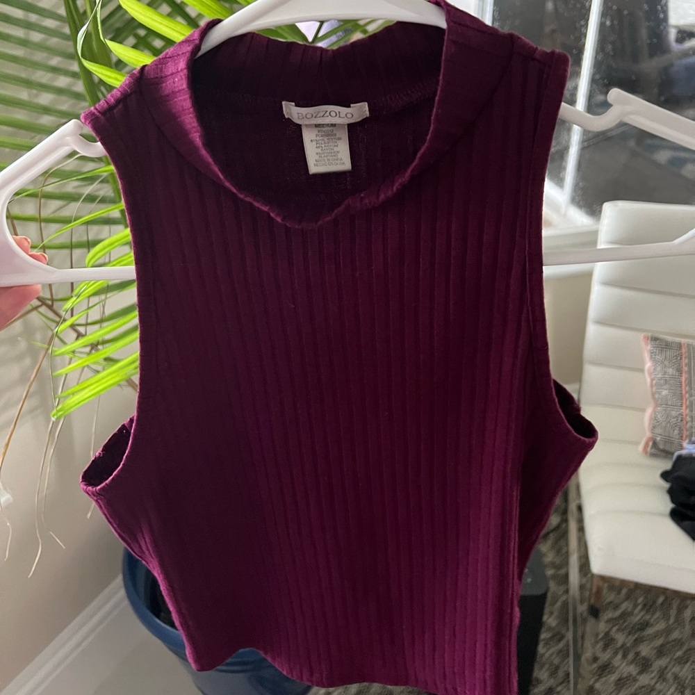 Women’s Bozzolo Dark Purple Ribbed Knit Tank Top, size medium
